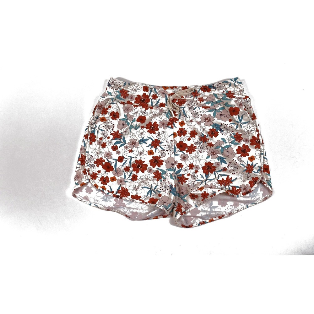 Gradual Swim Shorts Floral Print Dolphin Hem Cream Red Blue 2XL NEW